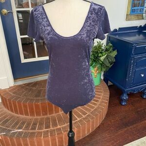 New Without Tag American Eagle Blue Crushed Velvet Bodysuit Tee Size Medium